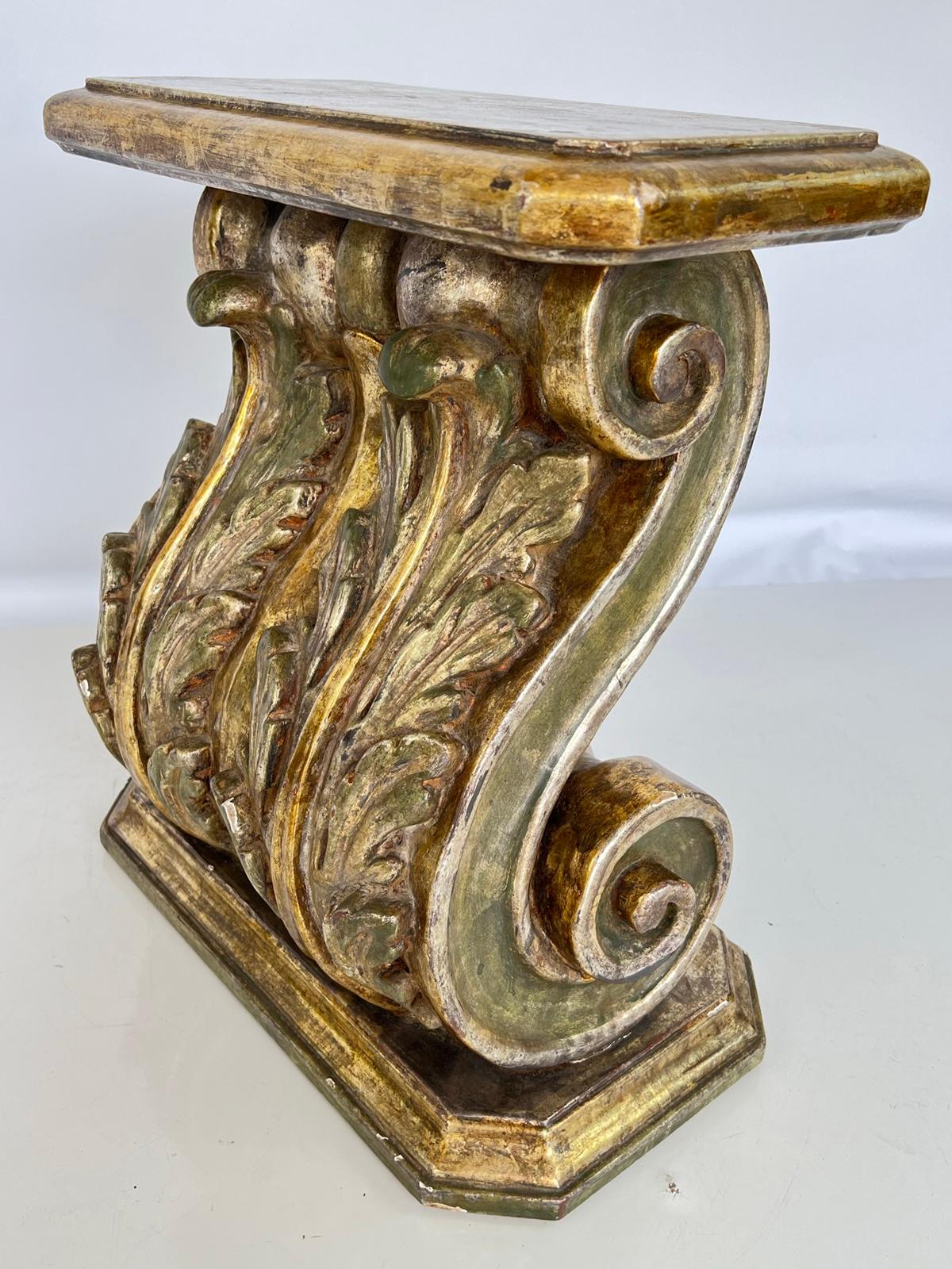 Carved and Gilded Classical-form Corbel Side Table For Sale 1