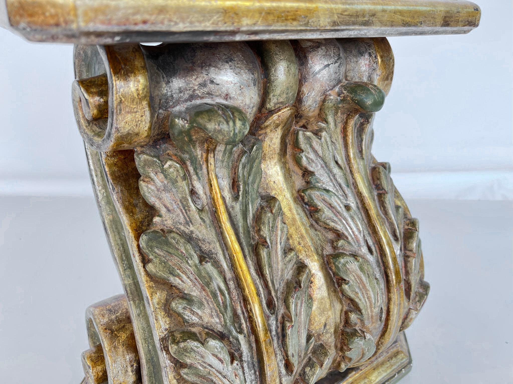 Carved and Gilded Classical-form Corbel Side Table In Good Condition For Sale In West Palm Beach, FL