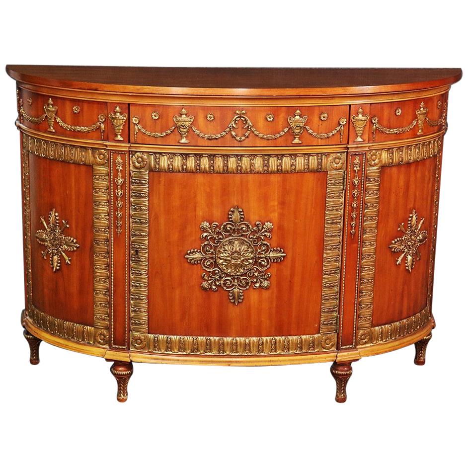 Carved and Gilded John Widdicomb Walnut Demilune Commode