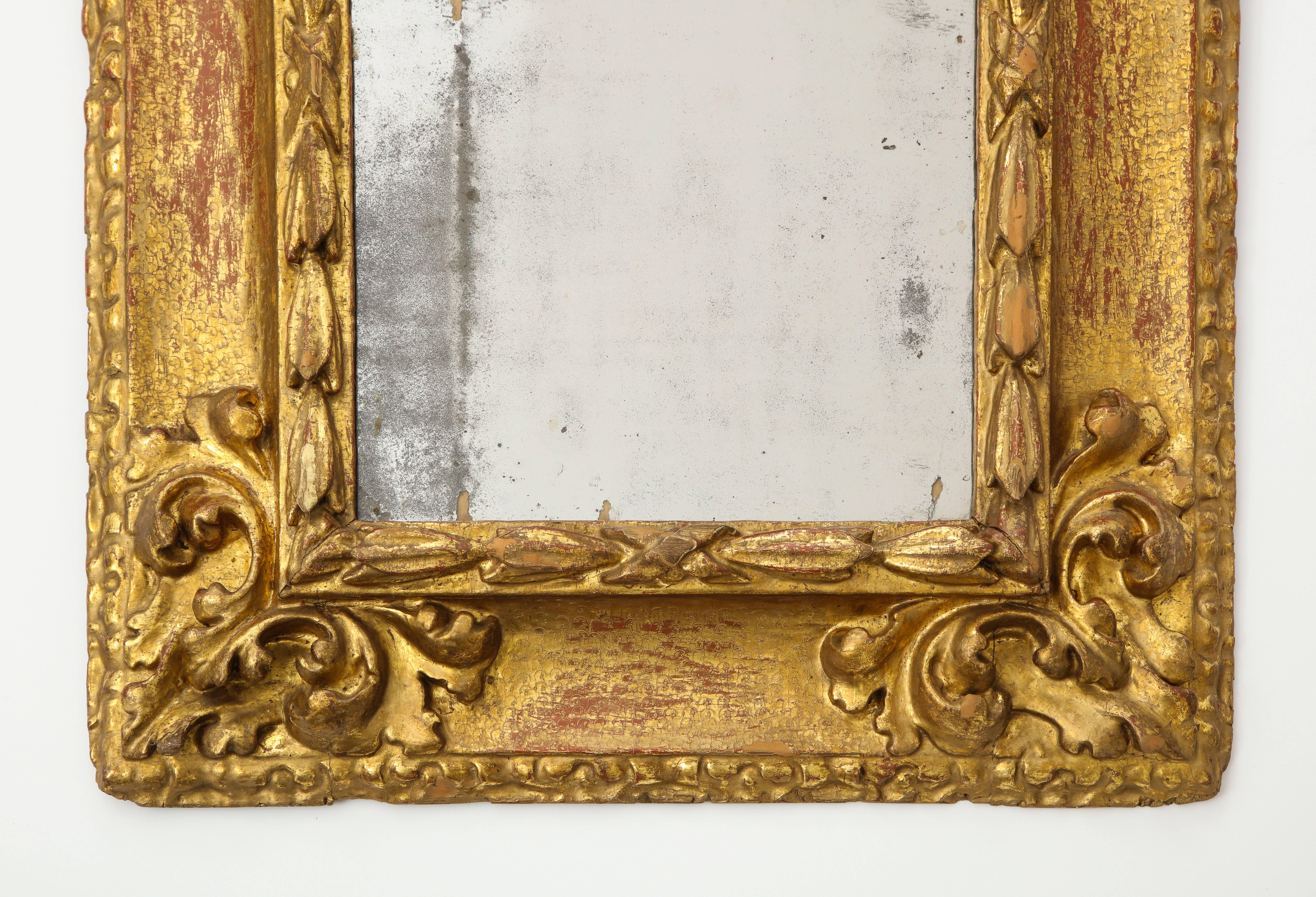 Giltwood Carved and Gilded Reverse Profile Spanish Baroque Mirror Frame For Sale