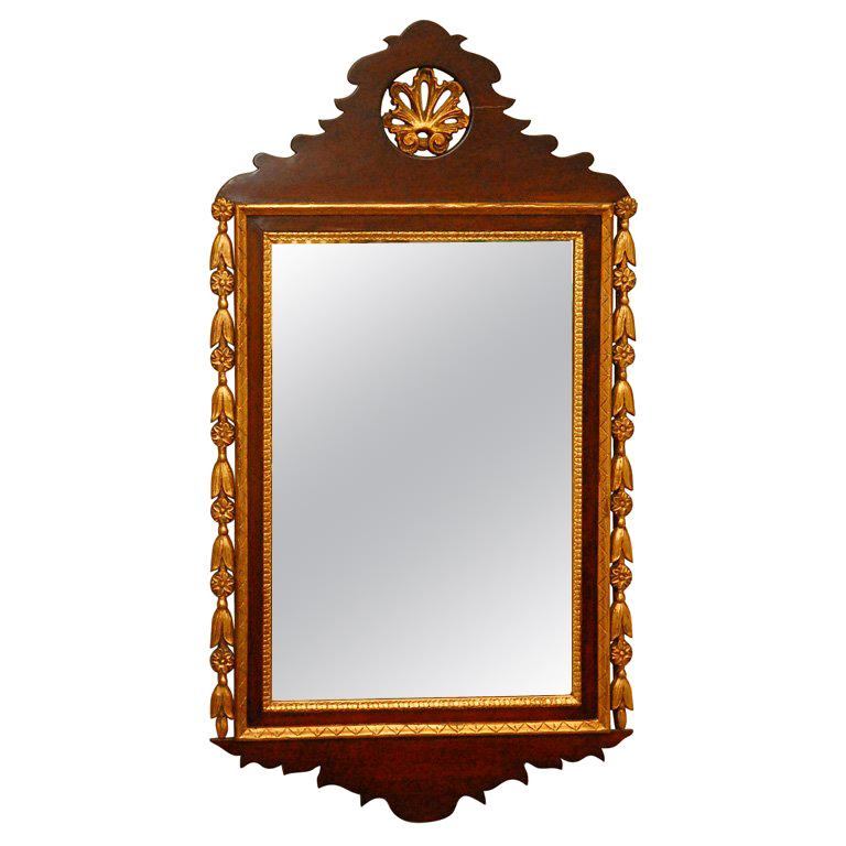 Carved and Gilded Wall Mirror For Sale