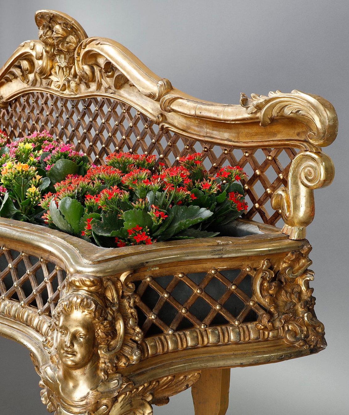 Jardinière en bois sculpté et doré, style Louis XV en vente 4
