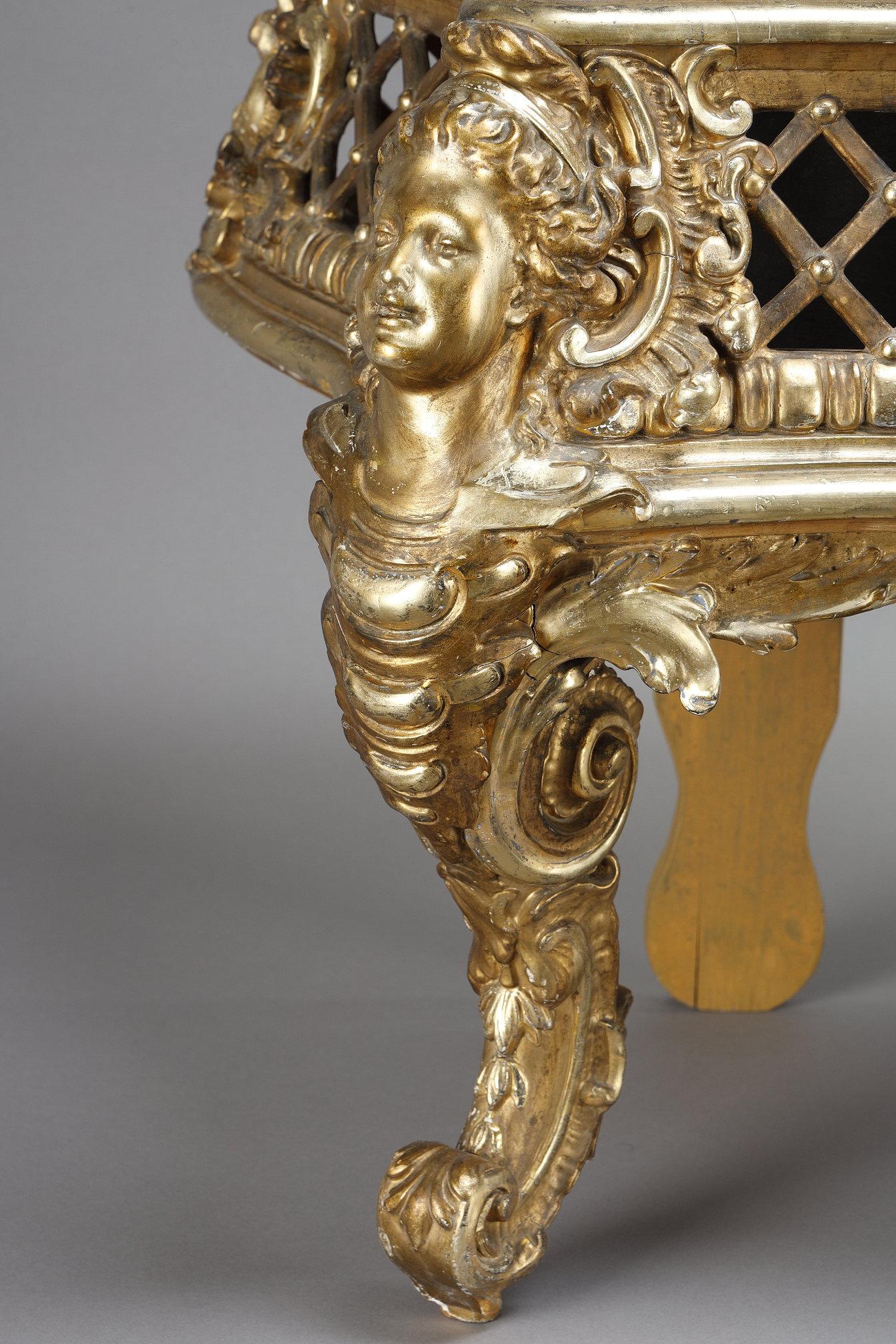 Jardinière en bois sculpté et doré, style Louis XV en vente 5