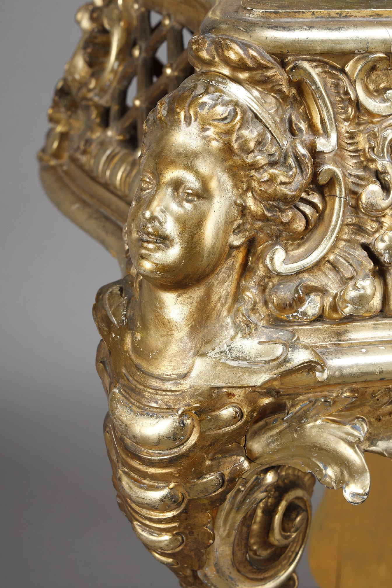 Jardinière en bois sculpté et doré, style Louis XV en vente 6