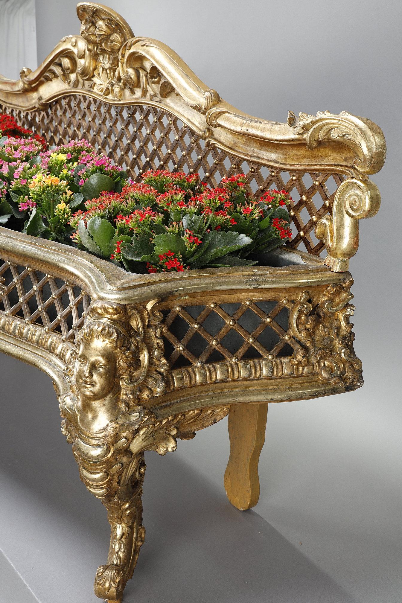 Jardinière en bois sculpté et doré, style Louis XV en vente 3