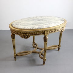 Carved and gilded wood table with marble top - 19th century - Louis XVI