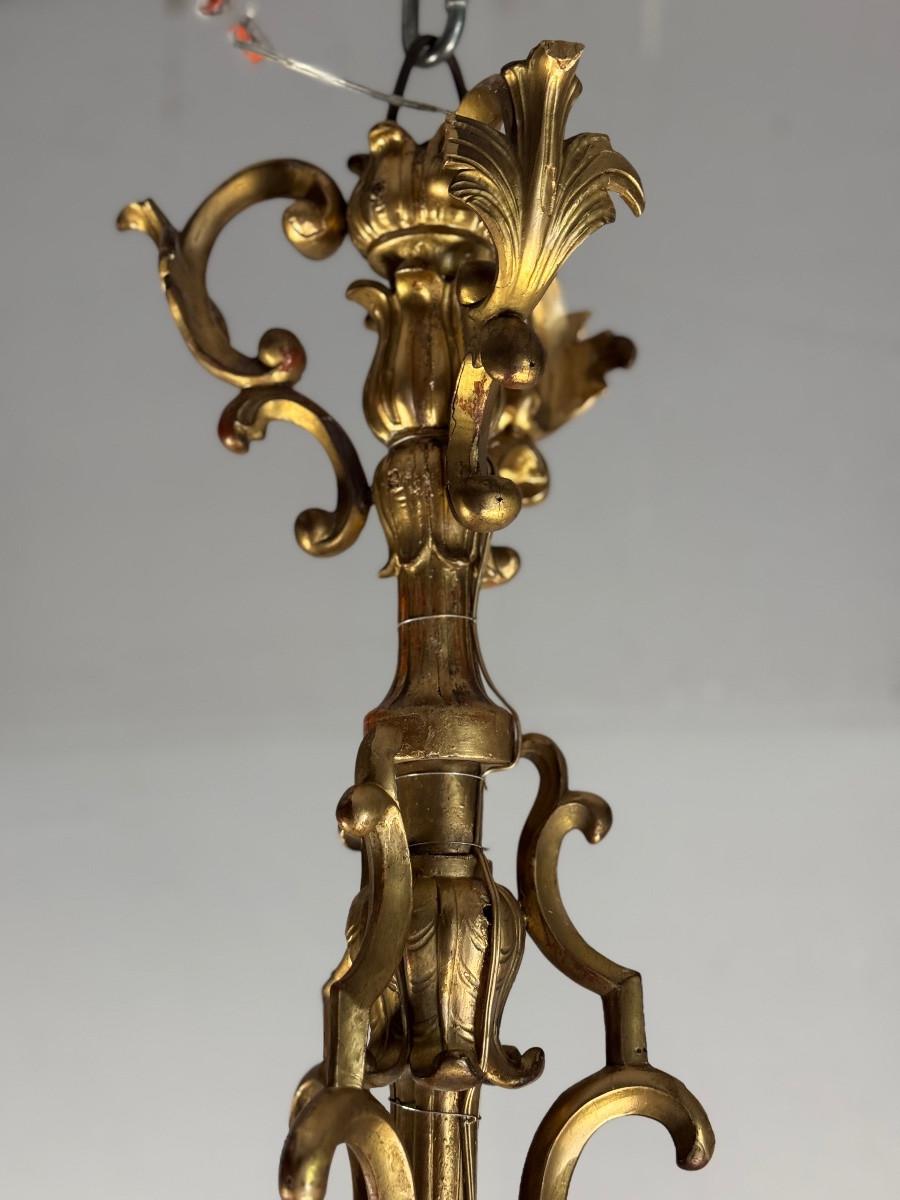 XX secolo Lampadario in legno intagliato e dorato, 18 bracci luminosi, Italia 1880 circa in vendita
