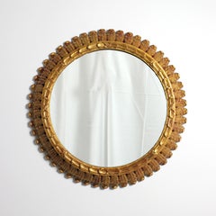 Carved and gilded wooden mirror with acanthus leaf decoration - c. 1950 - Spain