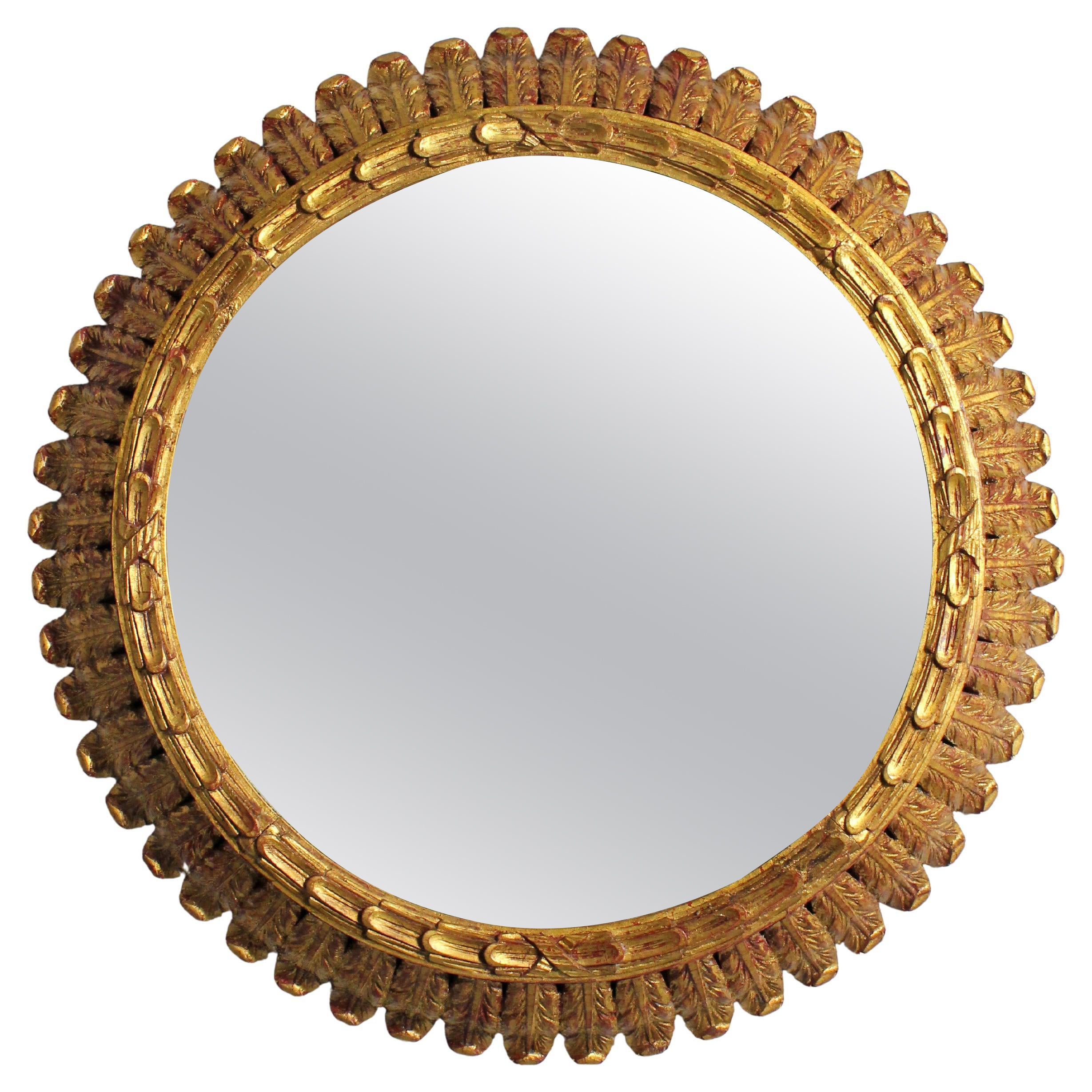 Carved and gilded wooden mirror with acanthus leaf decoration - c. 1950 - Spain