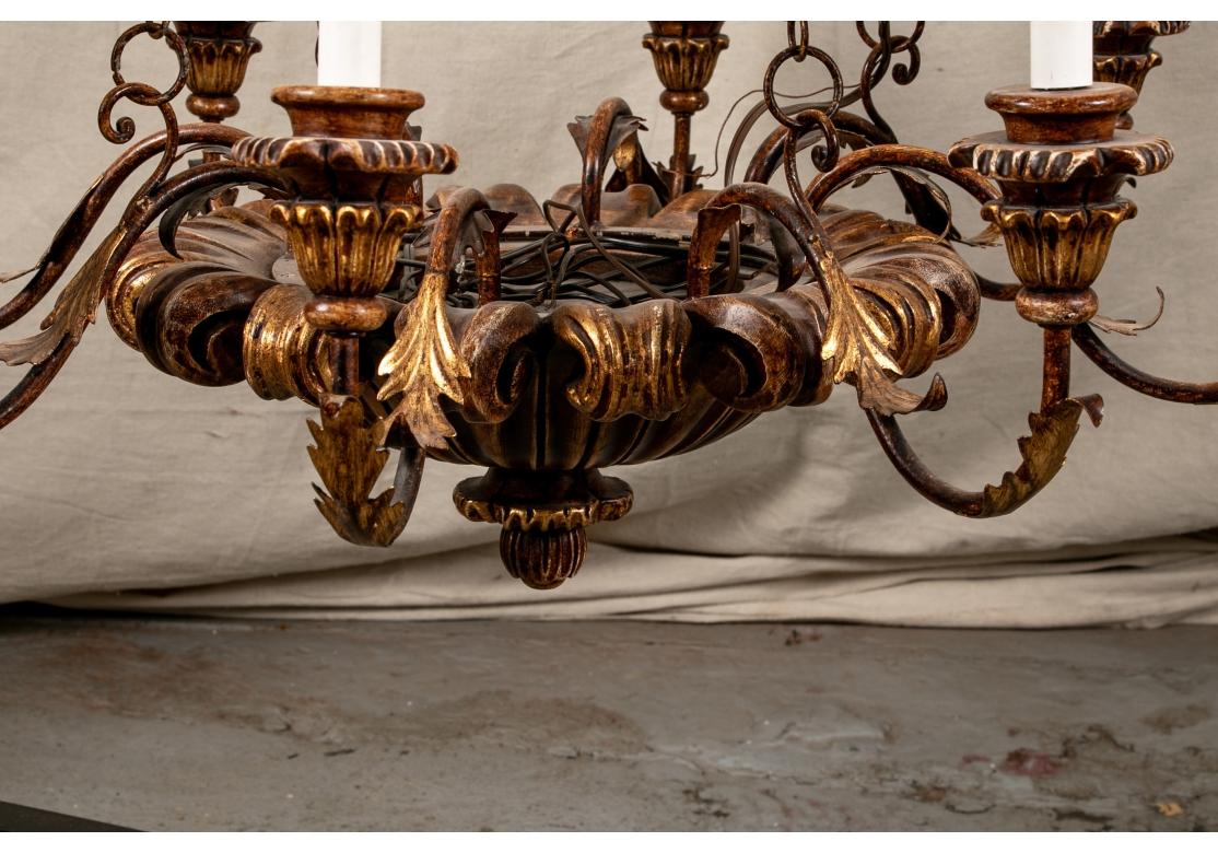 Carved And Gilt 8 Light Italian Made Chandelier in vendita 4