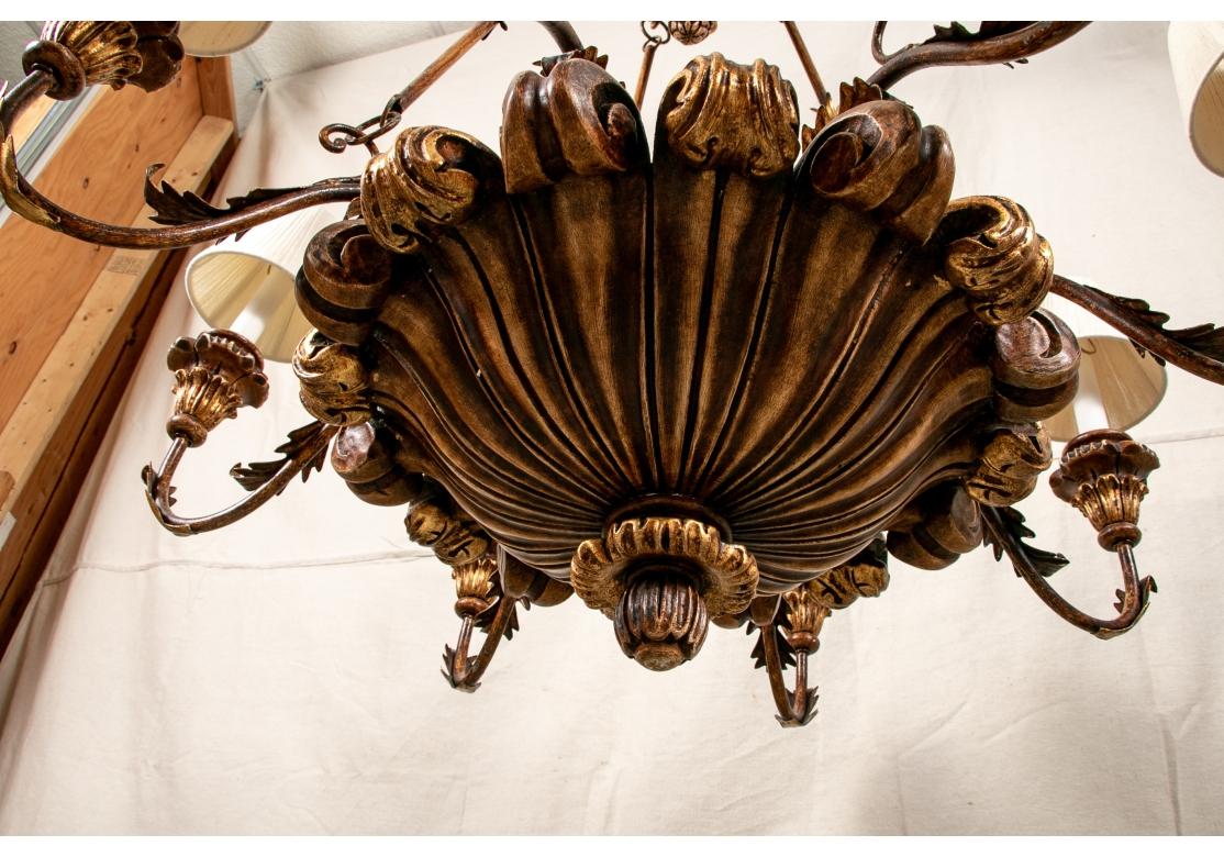 Carved And Gilt 8 Light Italian Made Chandelier In condizioni discrete in vendita a Bridgeport, CT