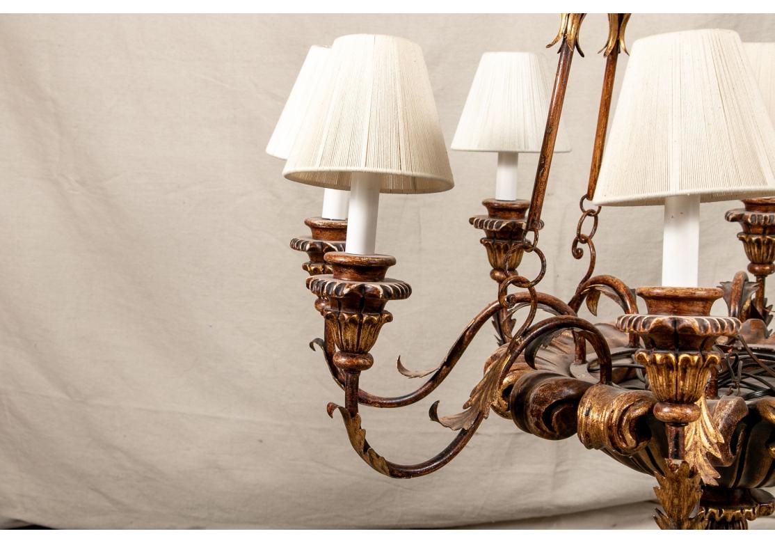 Carved And Gilt 8 Light Italian Made Chandelier in vendita 1