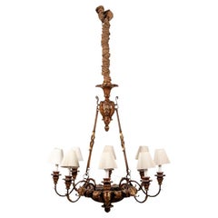 Carved And Gilt 8 Light Italian Made Chandelier