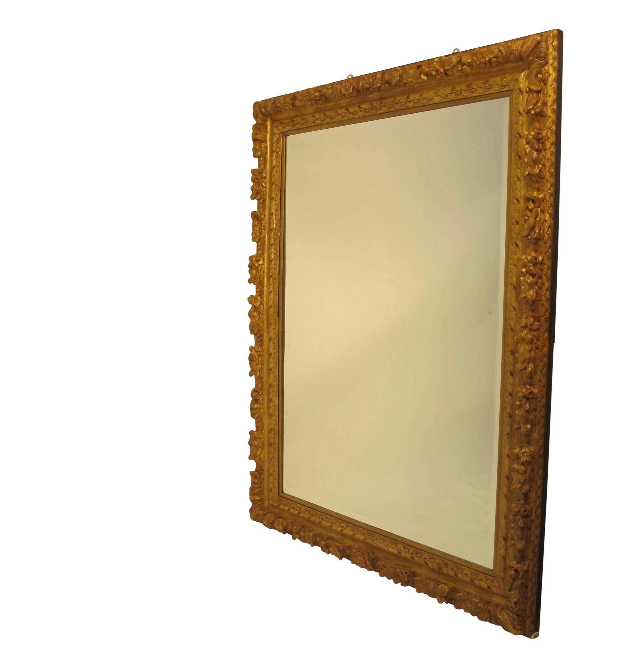 Carved and Gilt Frame with Beveled Mirror, Spanish, Late 18th Century 7