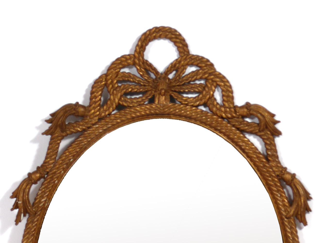 Américain Miroir en corde sculpté et doré de l'hôtel Carlyle NYC 44.75 