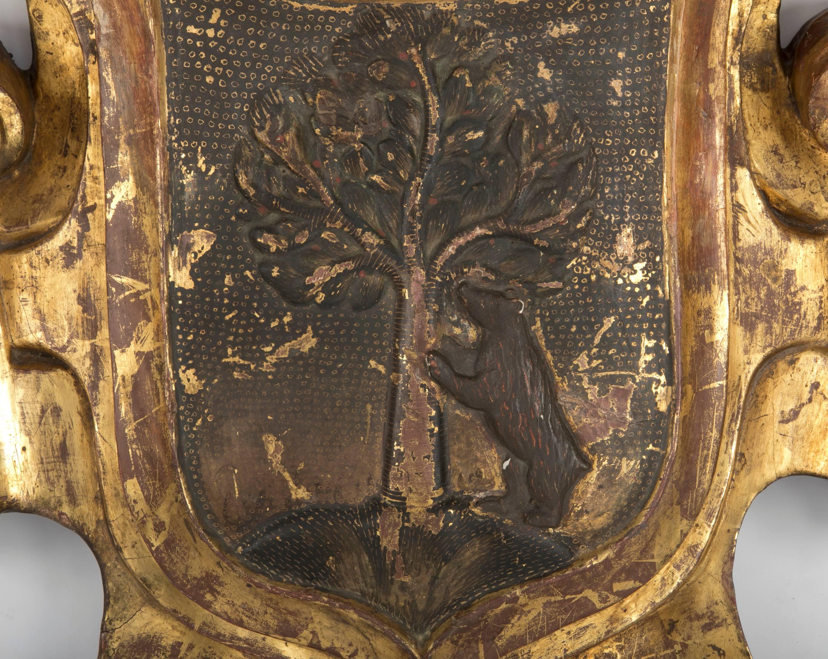 Carved and Gilt Wood 18th Century Coat of Arms for the City of Madrid 3