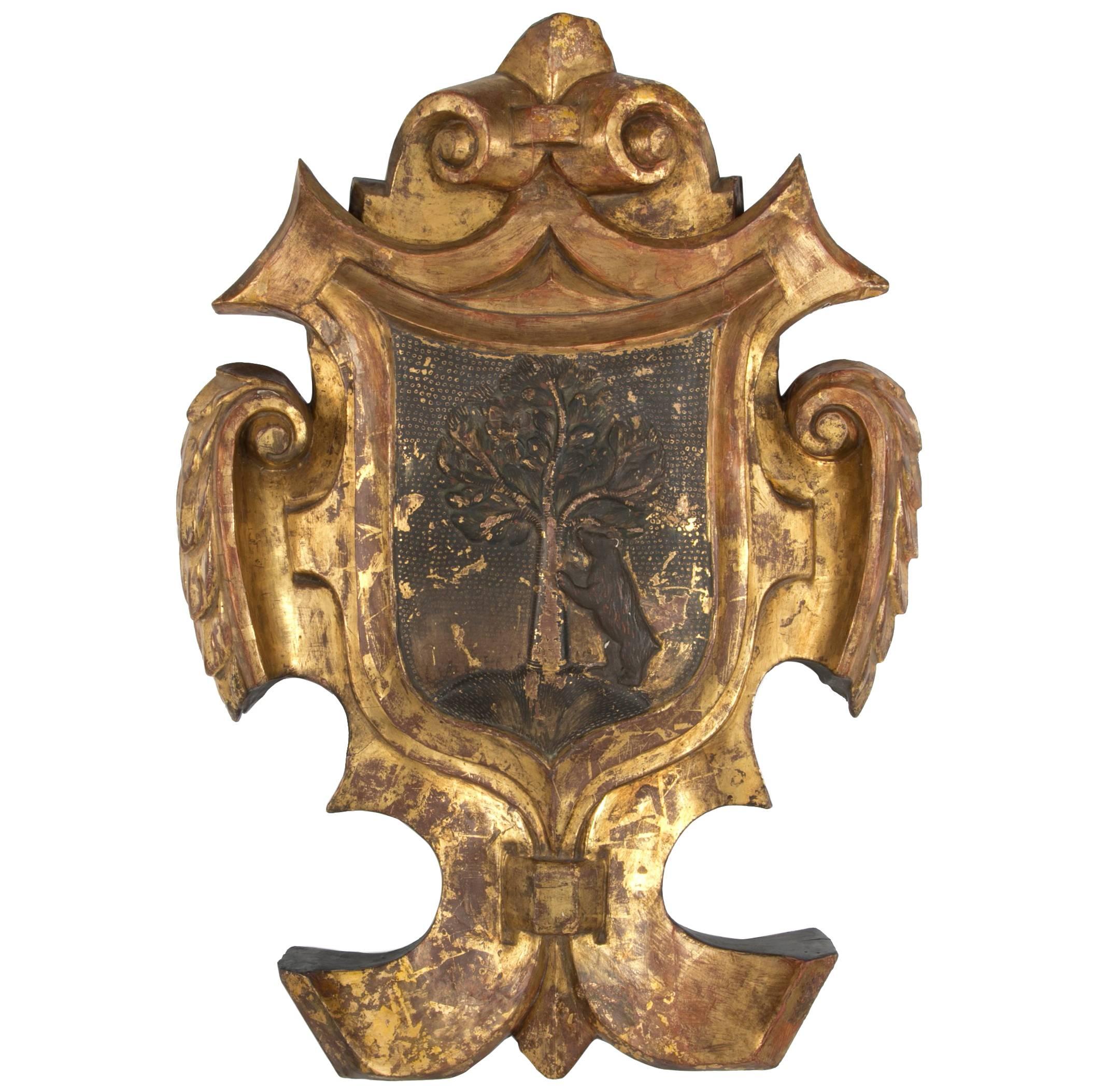 Carved and Gilt Wood 18th Century Coat of Arms for the City of Madrid