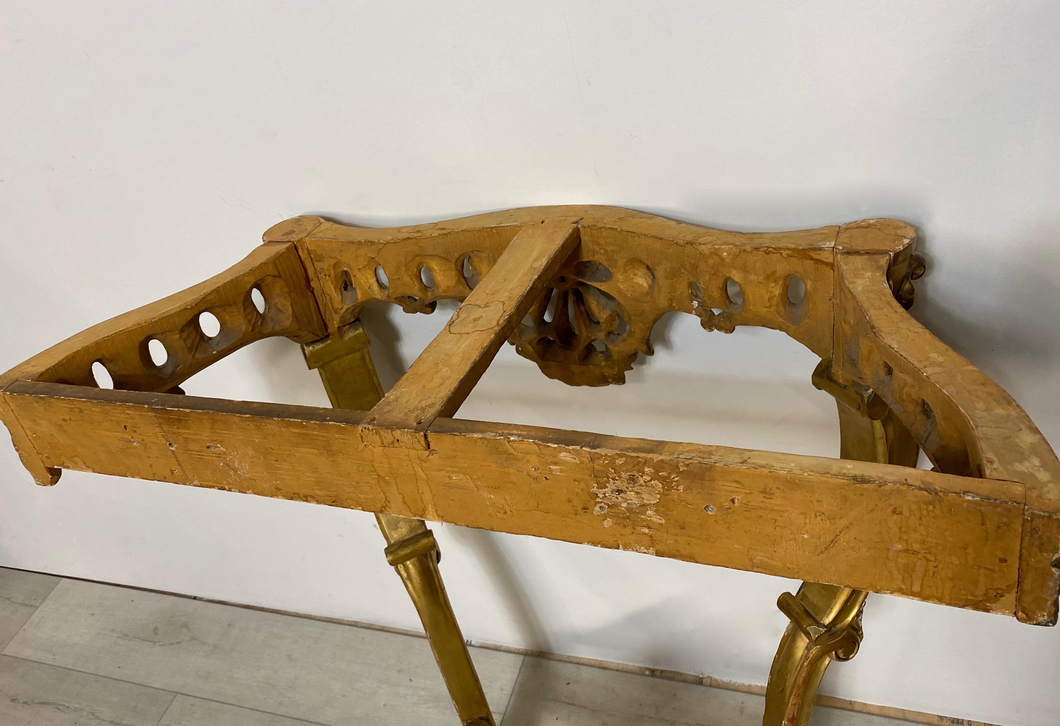 Carved and Giltwood Console Table with Marble Top, Italian, 19th Century 2