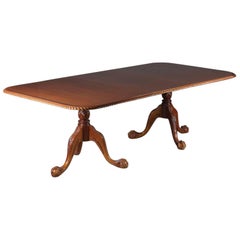 Carved and Inlay Baker School Mahogany Chippendale Style Pedestal Dining Table