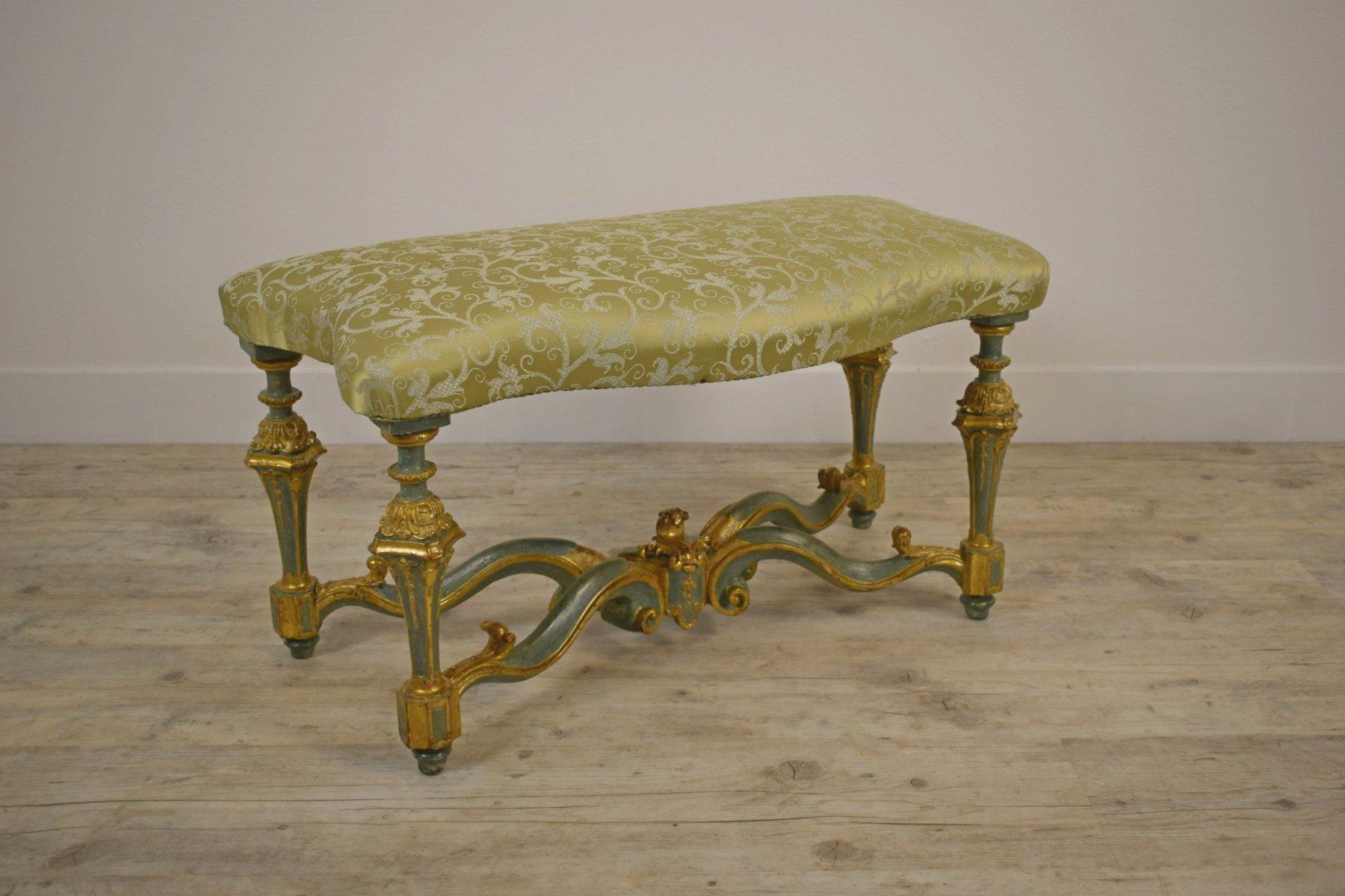 Baroque 18th Century, Venetian lacquered and giltwood bench