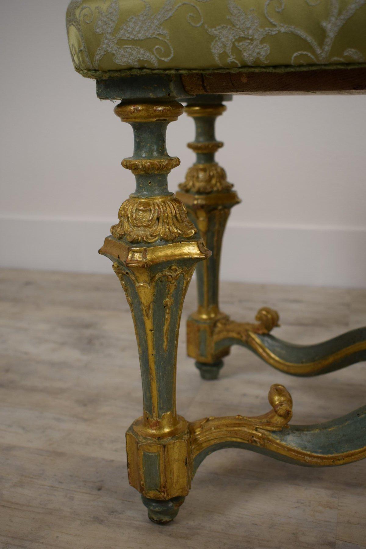 18th Century, Venetian lacquered and giltwood bench 3