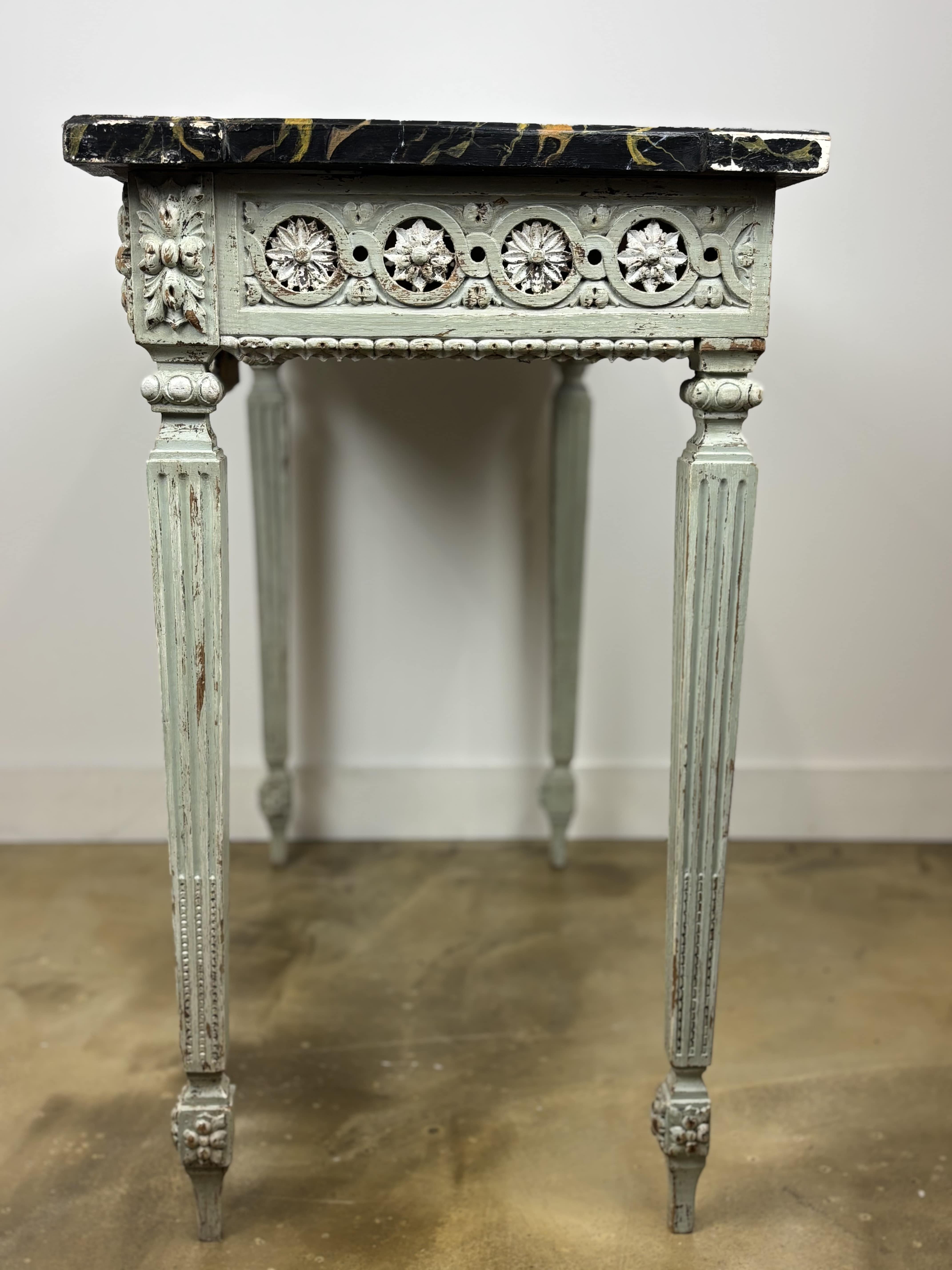 Louis XVI Carved And Lacquered Wooden Console, Early 19th Century Circa 1800-1820, France For Sale