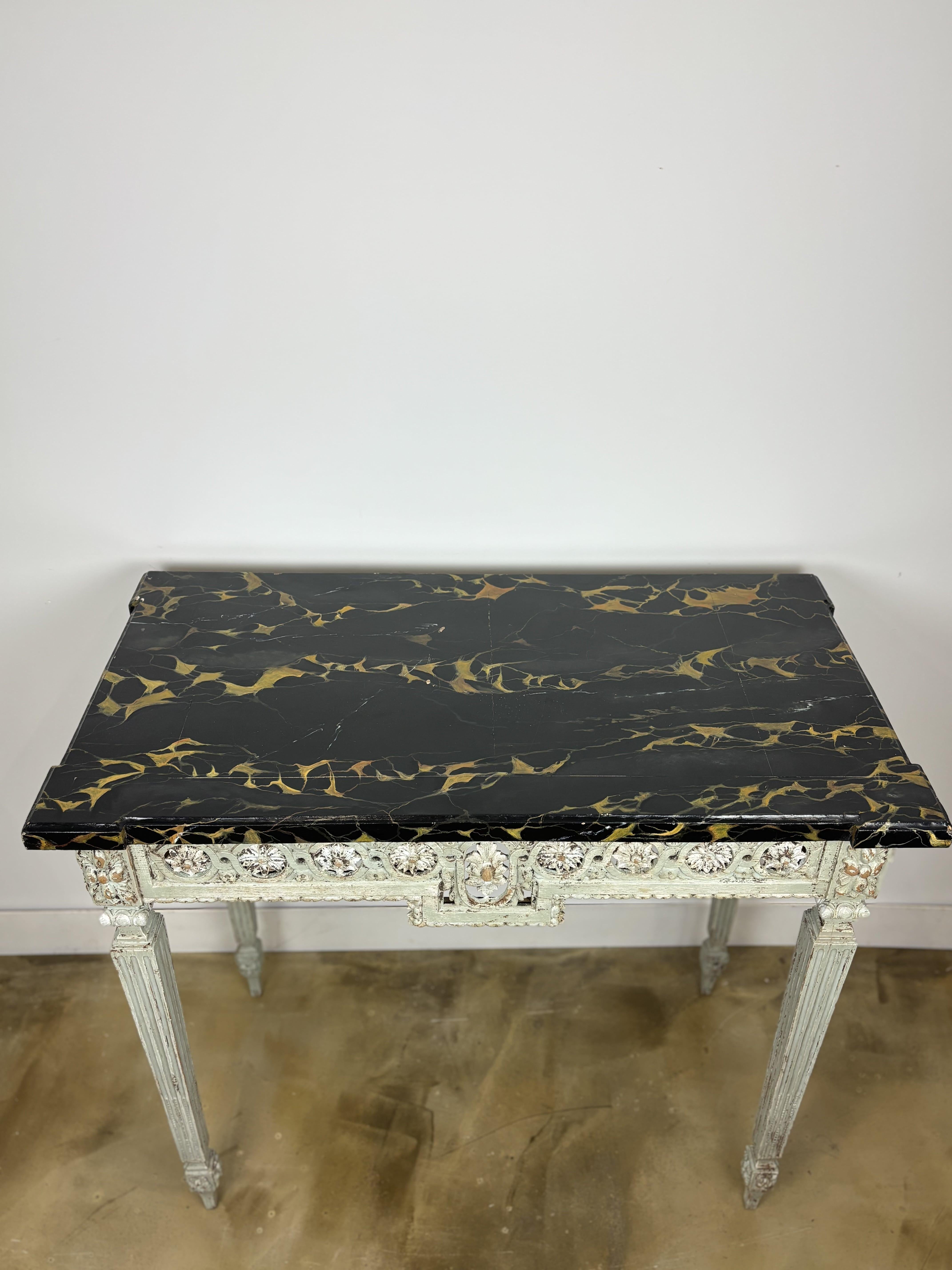 Carved And Lacquered Wooden Console, Early 19th Century Circa 1800-1820, France For Sale 3