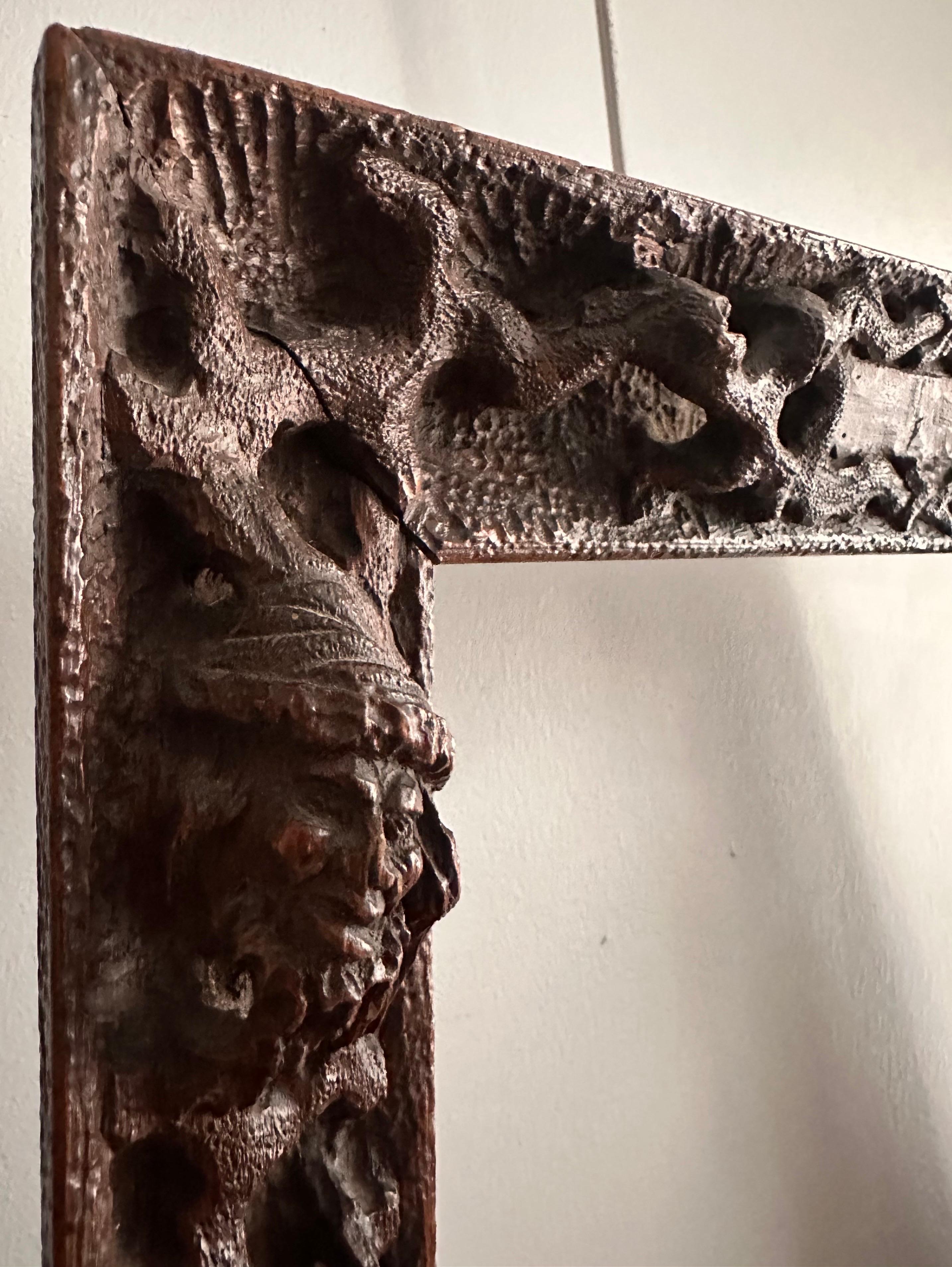 Carved and openwork wooden frame, 
Austria, first third of 19th century.
Very small hole on the lower part, 
behind the openwork plants (photos).
Overall: 46 x 35 cm.
View size: 35 x 24 cm.
