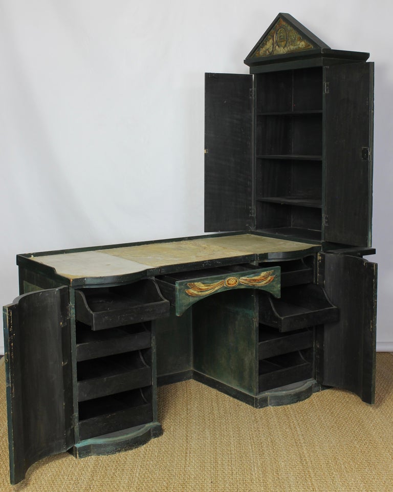 Carved and Paint Decorated Desk For Sale at 1stDibs