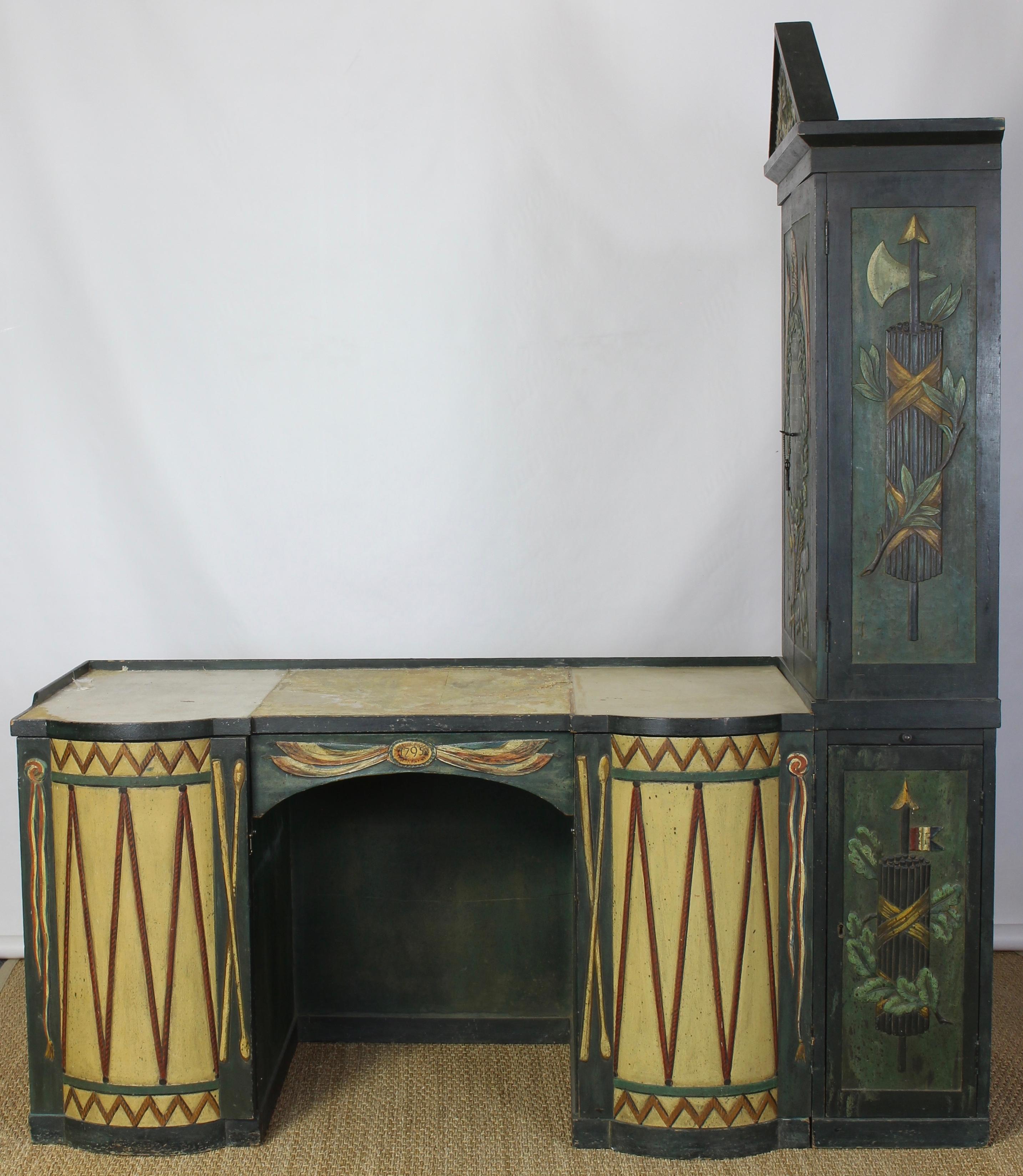 Mid-20th Century Carved and Paint Decorated Desk For Sale