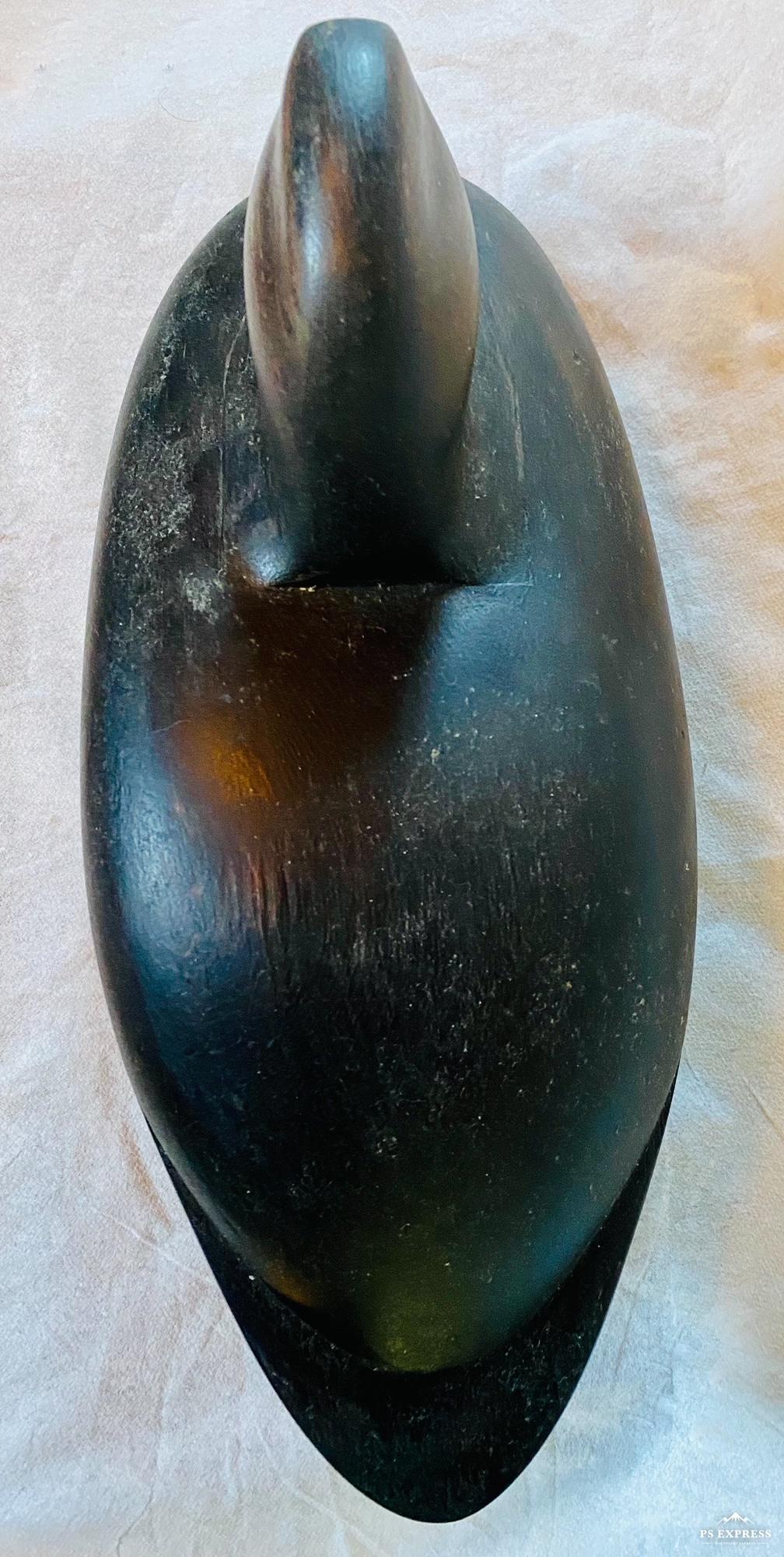 Hand-Carved Carved and Painted Black Duck Decoy, by Pat Gardner, Nantucket, circa 1960s For Sale