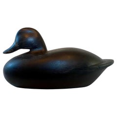 Antique Carved and Painted Black Duck Decoy, by Pat Gardner, Nantucket, circa 1960s
