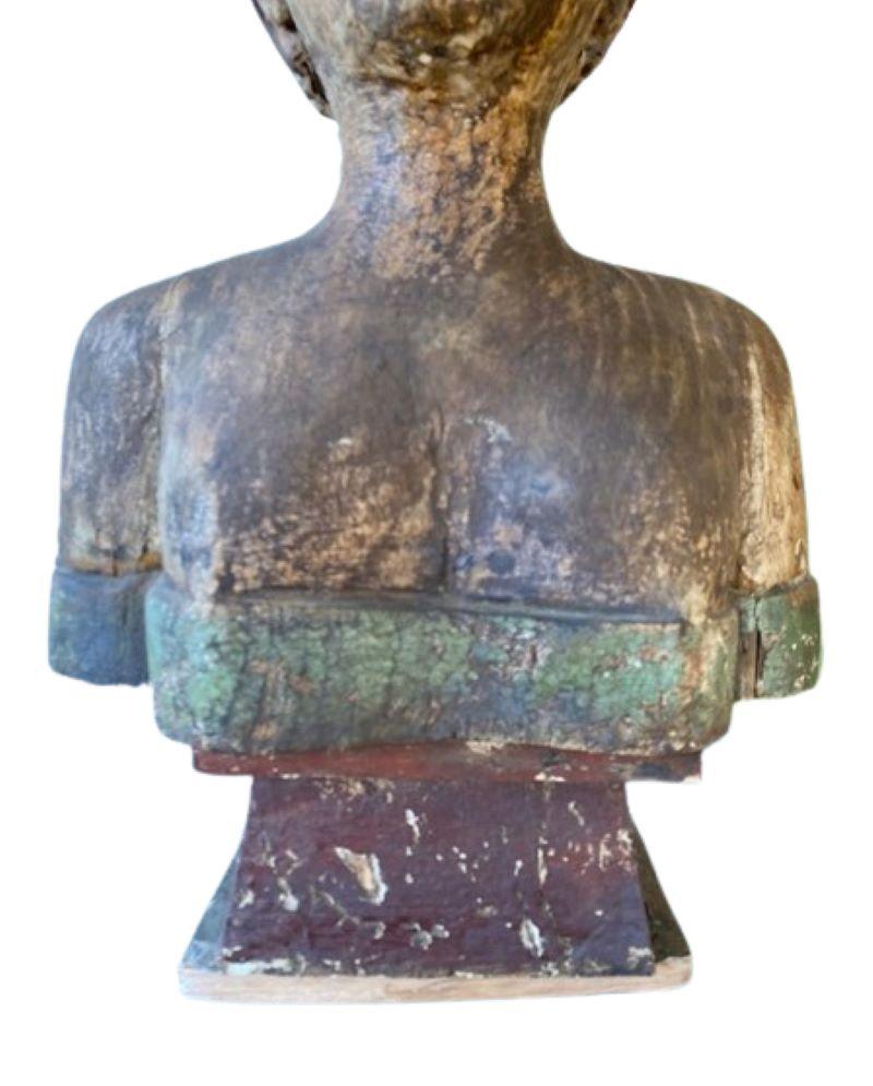 Carved and Painted Bust from French Indonesia In Good Condition In Nantucket, MA