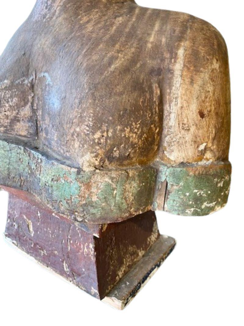 Wood Carved and Painted Bust from French Indonesia