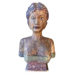 Carved and Painted Bust from French Indonesia