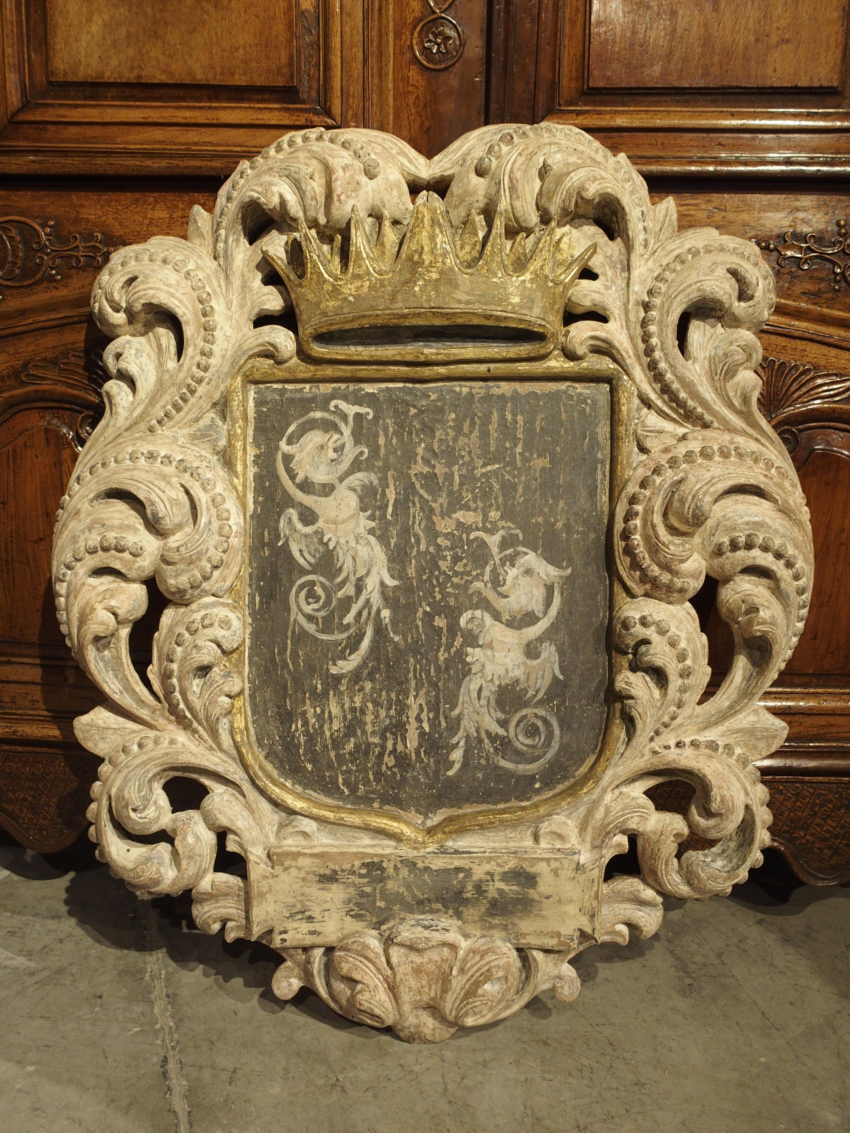 Carved and Painted Cartouche Plaque from Italy 3