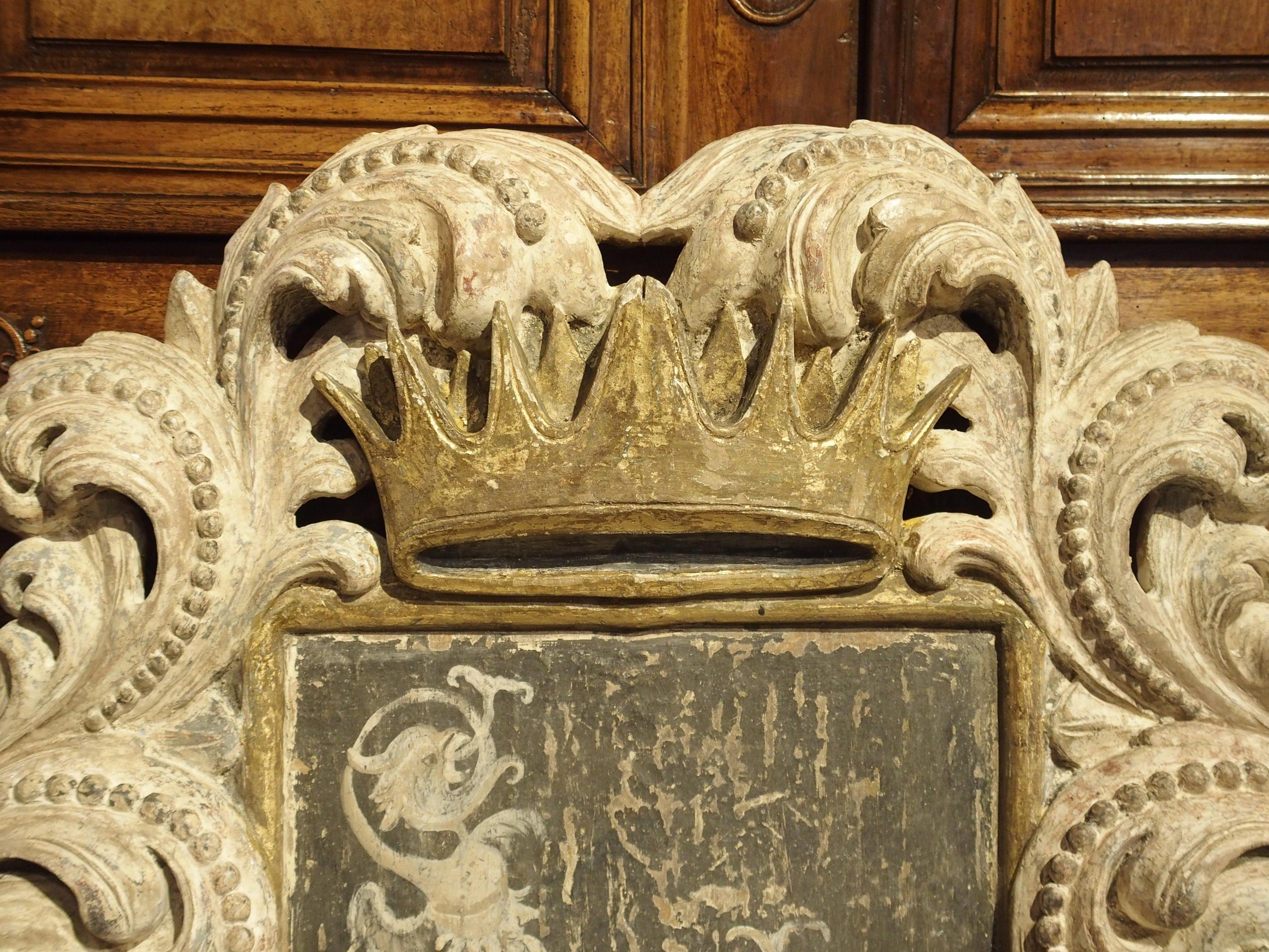 Louis XIV Carved and Painted Cartouche Plaque from Italy