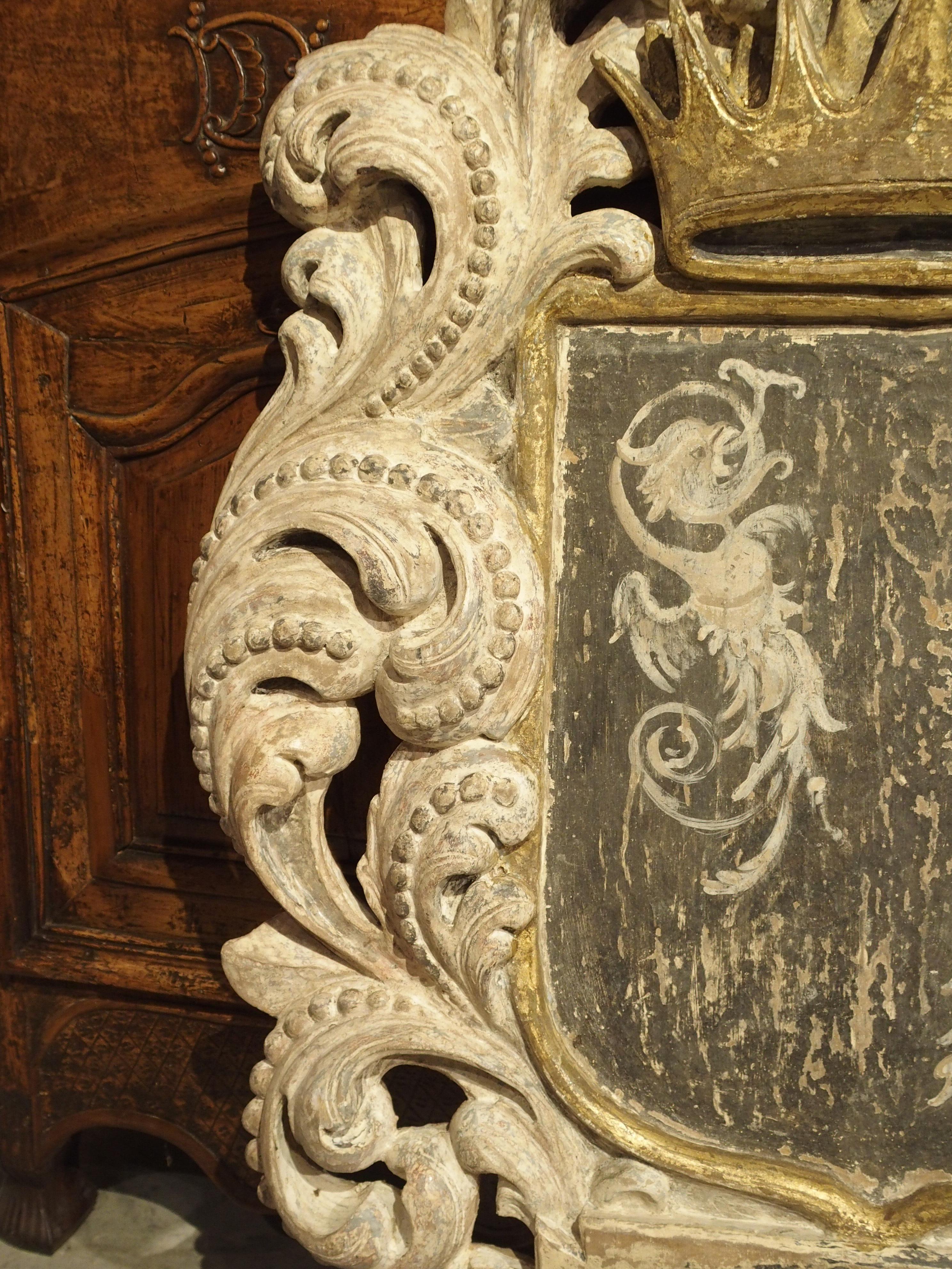 Hand-Carved Carved and Painted Cartouche Plaque from Italy