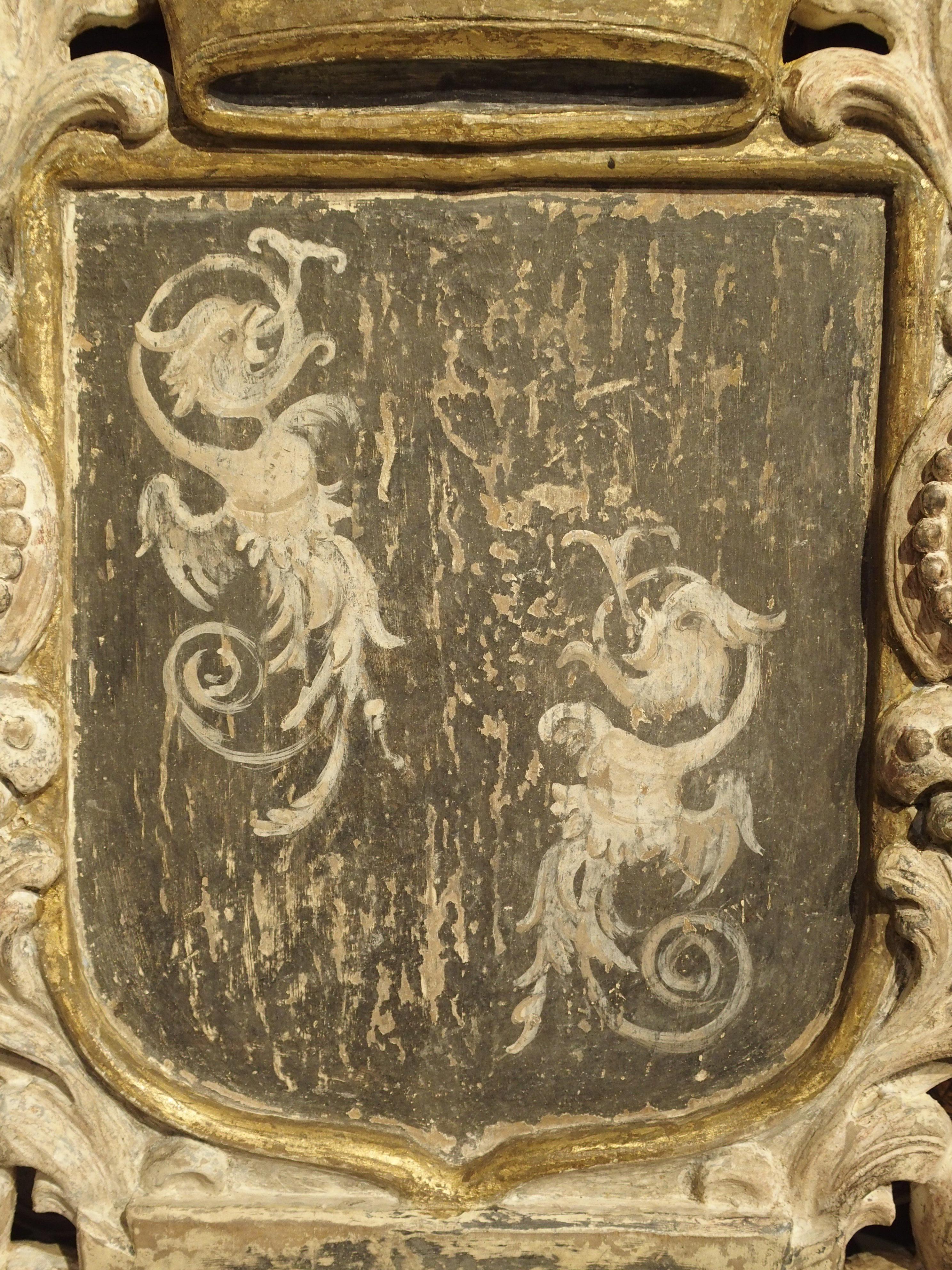 Carved and Painted Cartouche Plaque from Italy In Good Condition In Dallas, TX