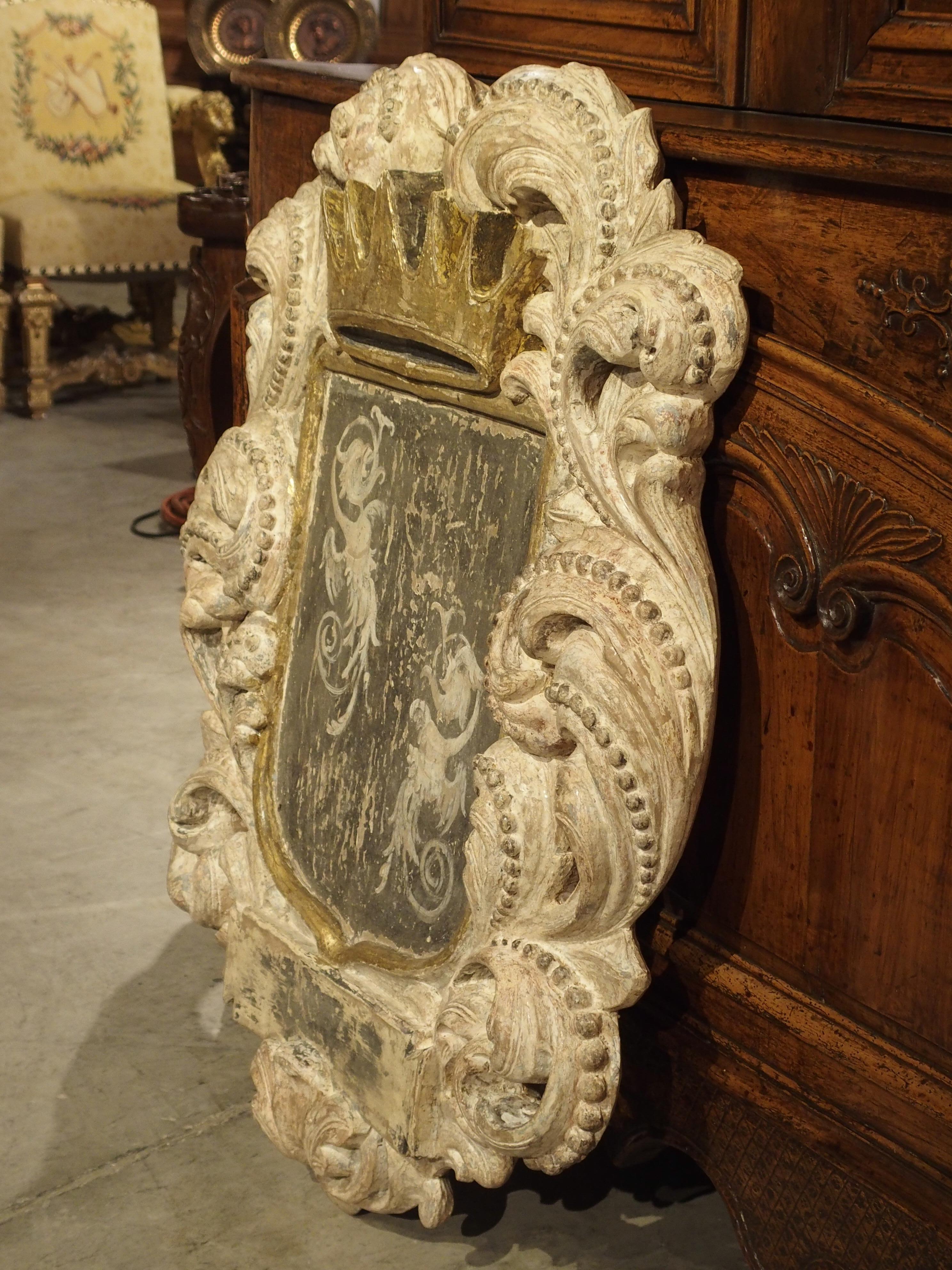 Contemporary Carved and Painted Cartouche Plaque from Italy