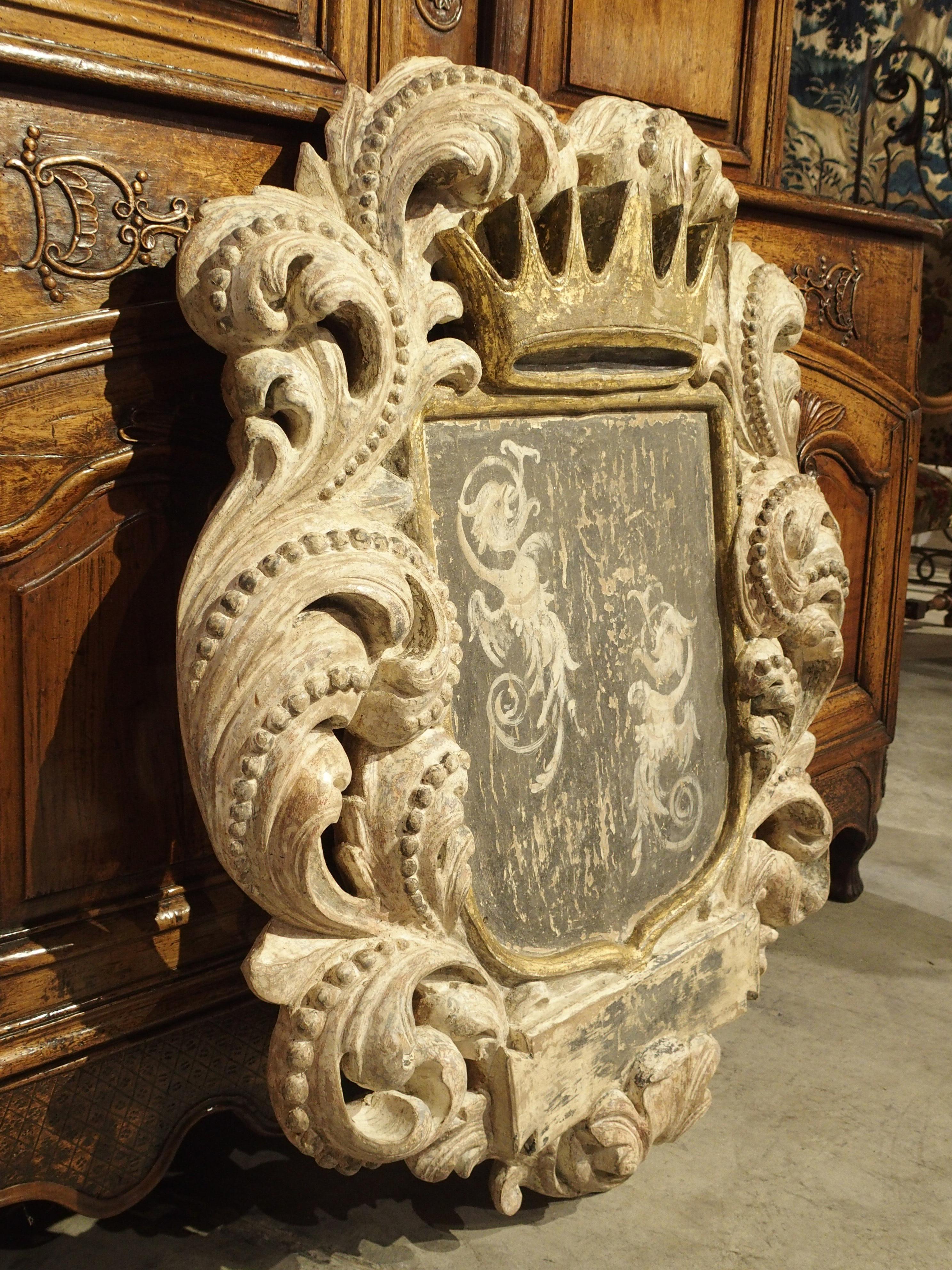 Carved and Painted Cartouche Plaque from Italy 1