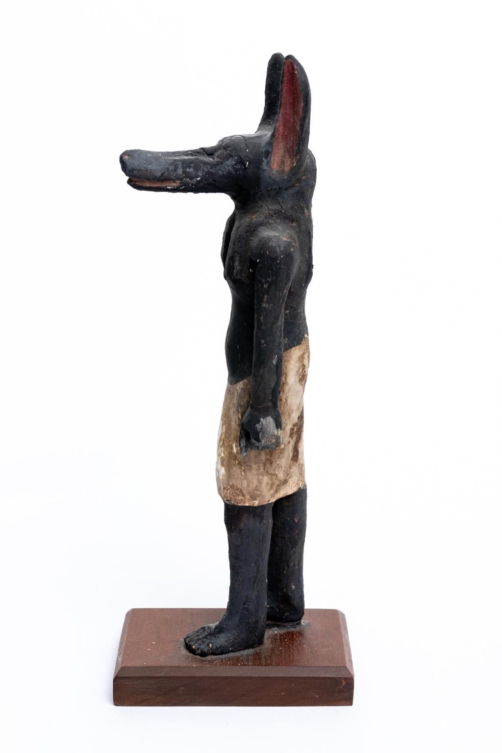 Carved and Painted Cedar Anubis Ancient Egyptian Statue 1