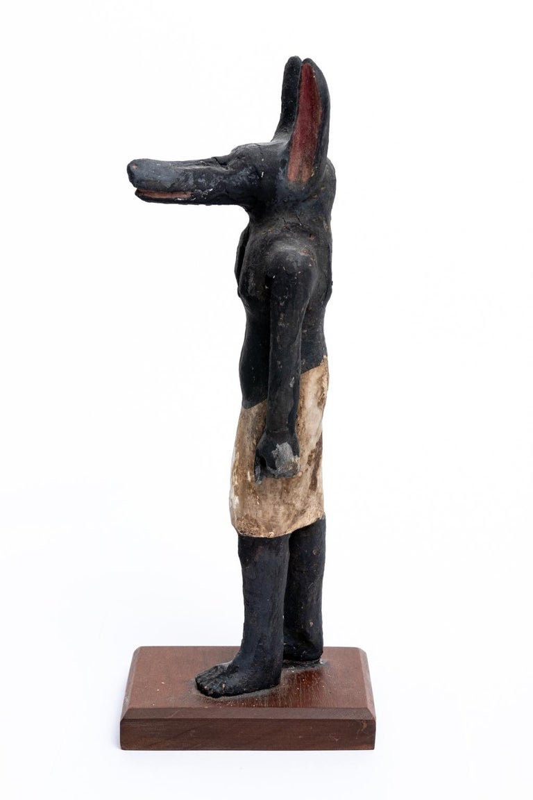 Carved and Painted Cedar Anubis Ancient Egyptian Statue at 1stDibs