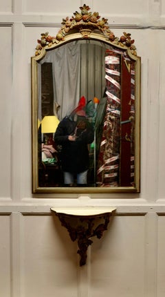 Carved and Painted Console Mirror and Shelf