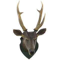Carved and Painted Deer Head by Axel Gustafson