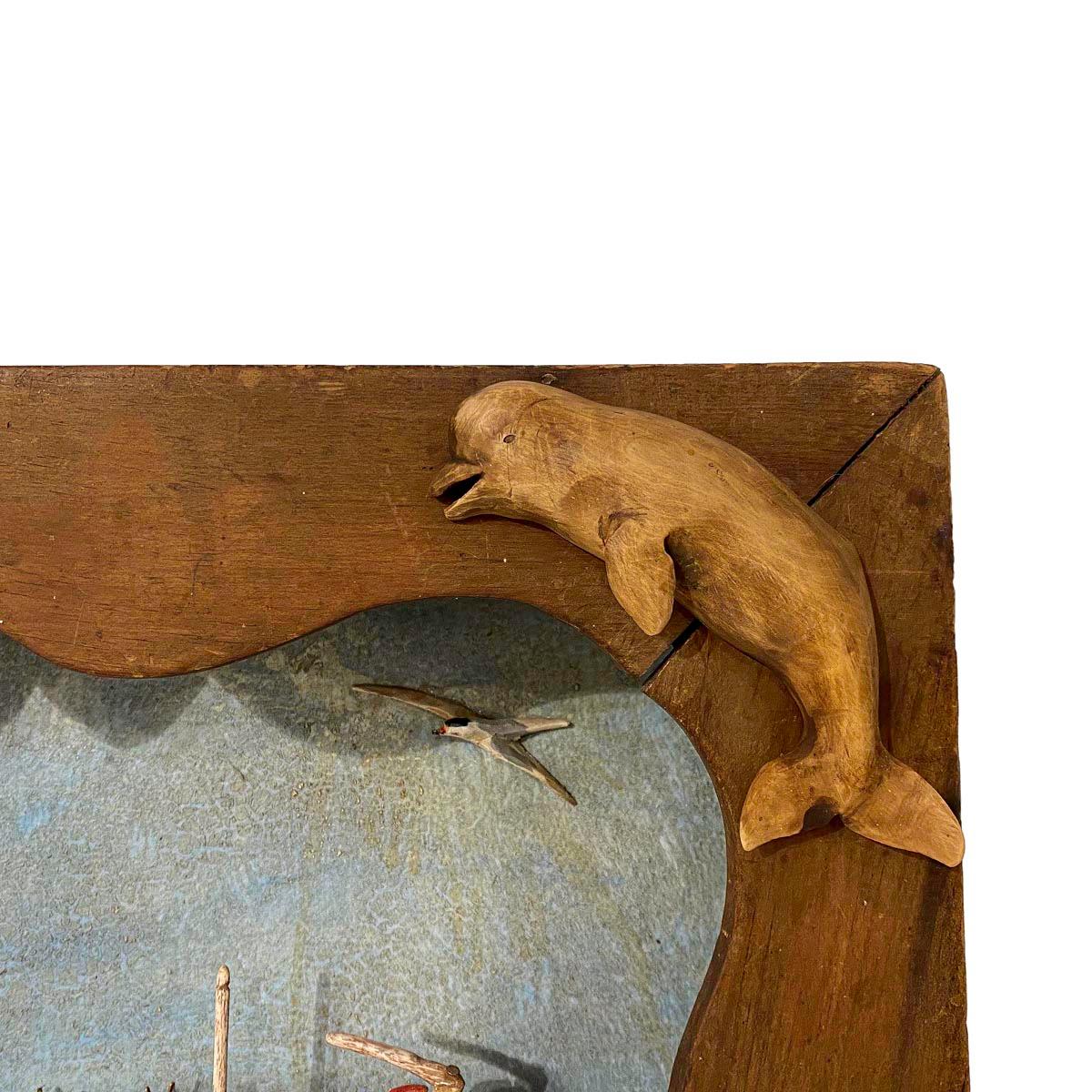 Hand-Carved Carved and Painted Double Diorama of a Whaleship and Whaleboat by Frank Finney