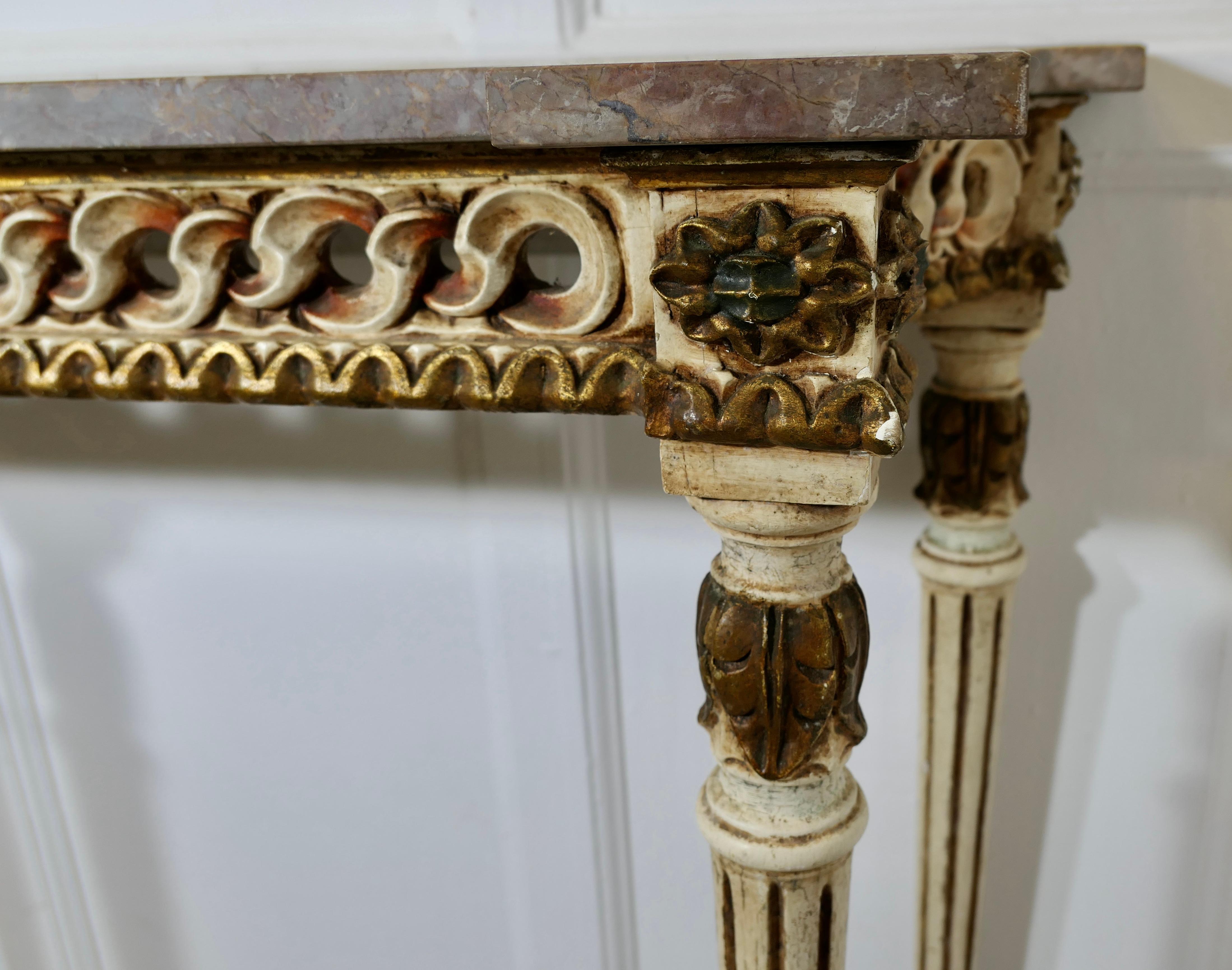 Carved and Painted French Style Console or Hall Table In Good Condition For Sale In Godshill, Isle of Wight