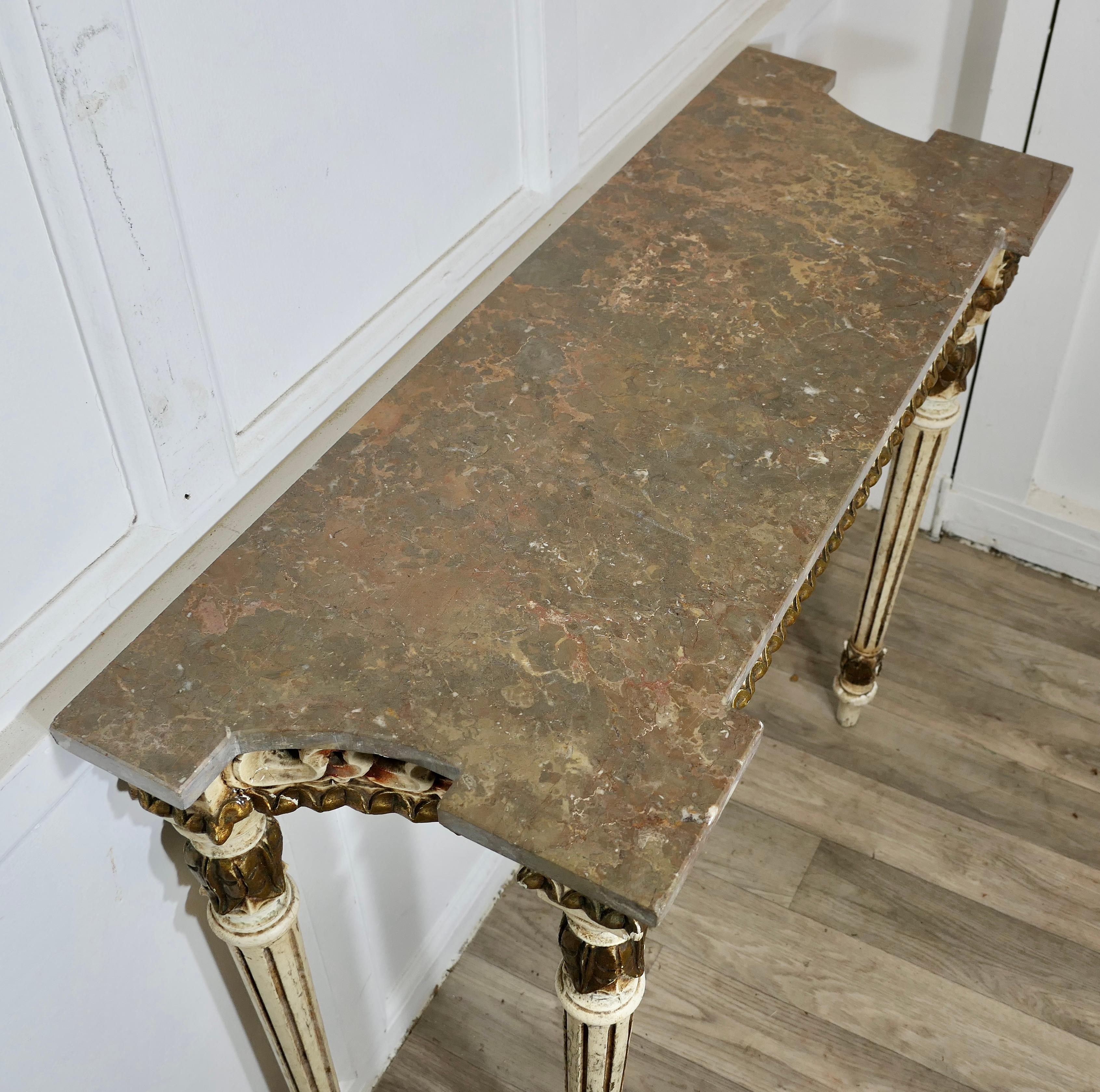 Carved and Painted French Style Console or Hall Table For Sale 1