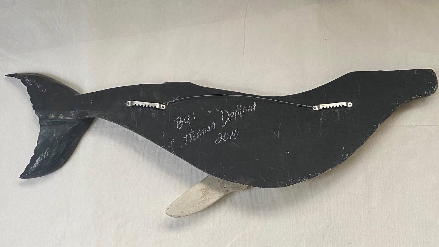 Folk Art Carved and Painted Humpback Whale Plaque by Thomas DeMont, Martha's Vineyard