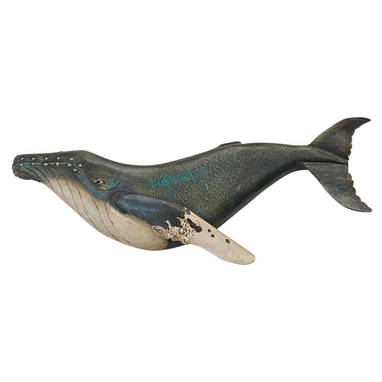 Carved and Painted Humpback Whale Plaque by Thomas DeMont, Martha's Vineyard
